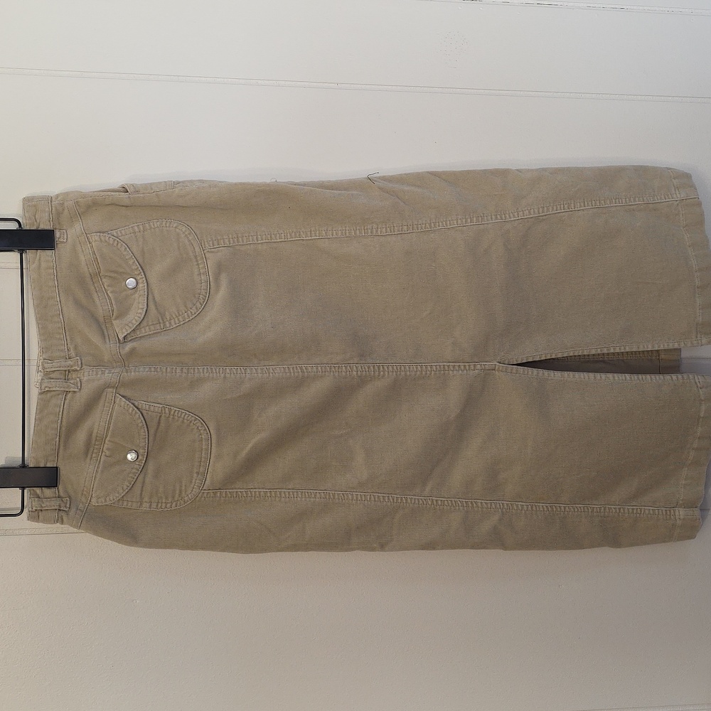 Y2k Old Navy Camel Corduroy Opal Snaps Tan Midi Pencil Western Skirt Womens 14